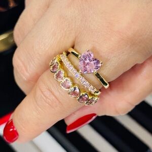 Gold and Pink Ring Set